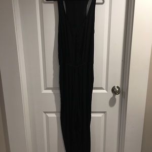 AQUA Front Button Jumpsuit w/pockets Black Large